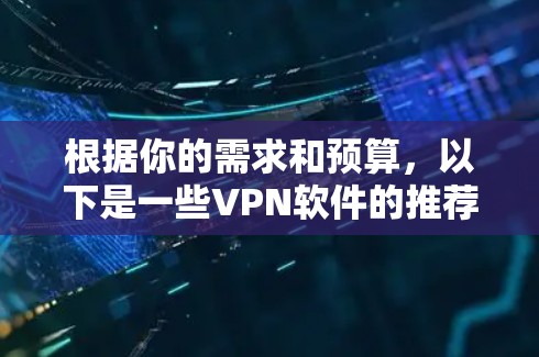 根据你的需求和预算,以下是一些VPN软件的推荐和评估