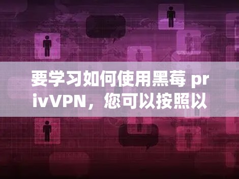 要学习如何使用黑莓 privVPN，您可以按照以下步骤进行