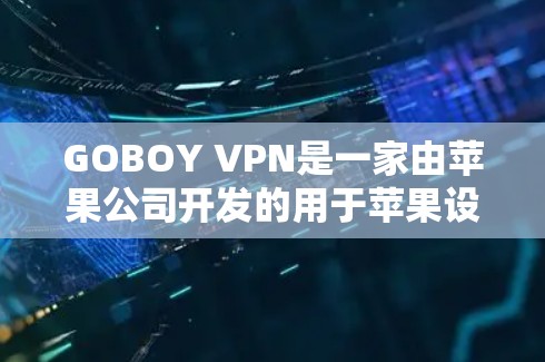 GOBOY VPN是一家由苹果公司开发的用于苹果设备上提供VPN服务的工具。以下是关于GOBOY VPN的一些关键信息